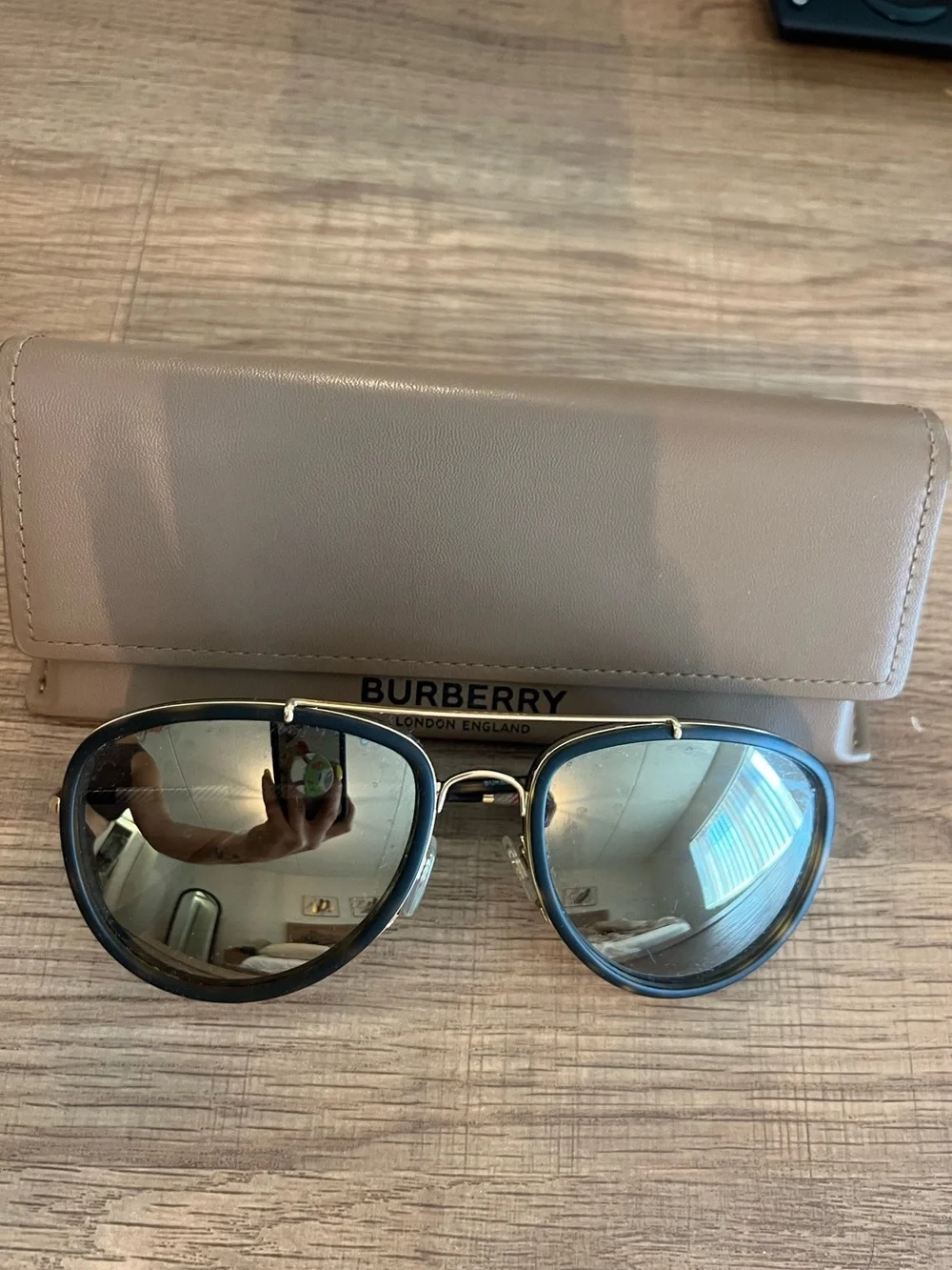 Burberry Aviator Sunglasses in Black and Gold
